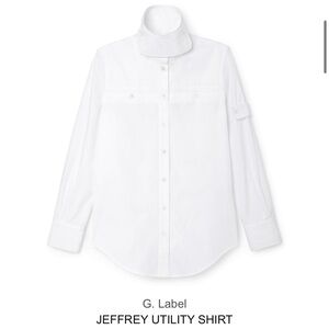 G. Label White Jeffrey Utility Button-Down Shirt | White funnel neck top